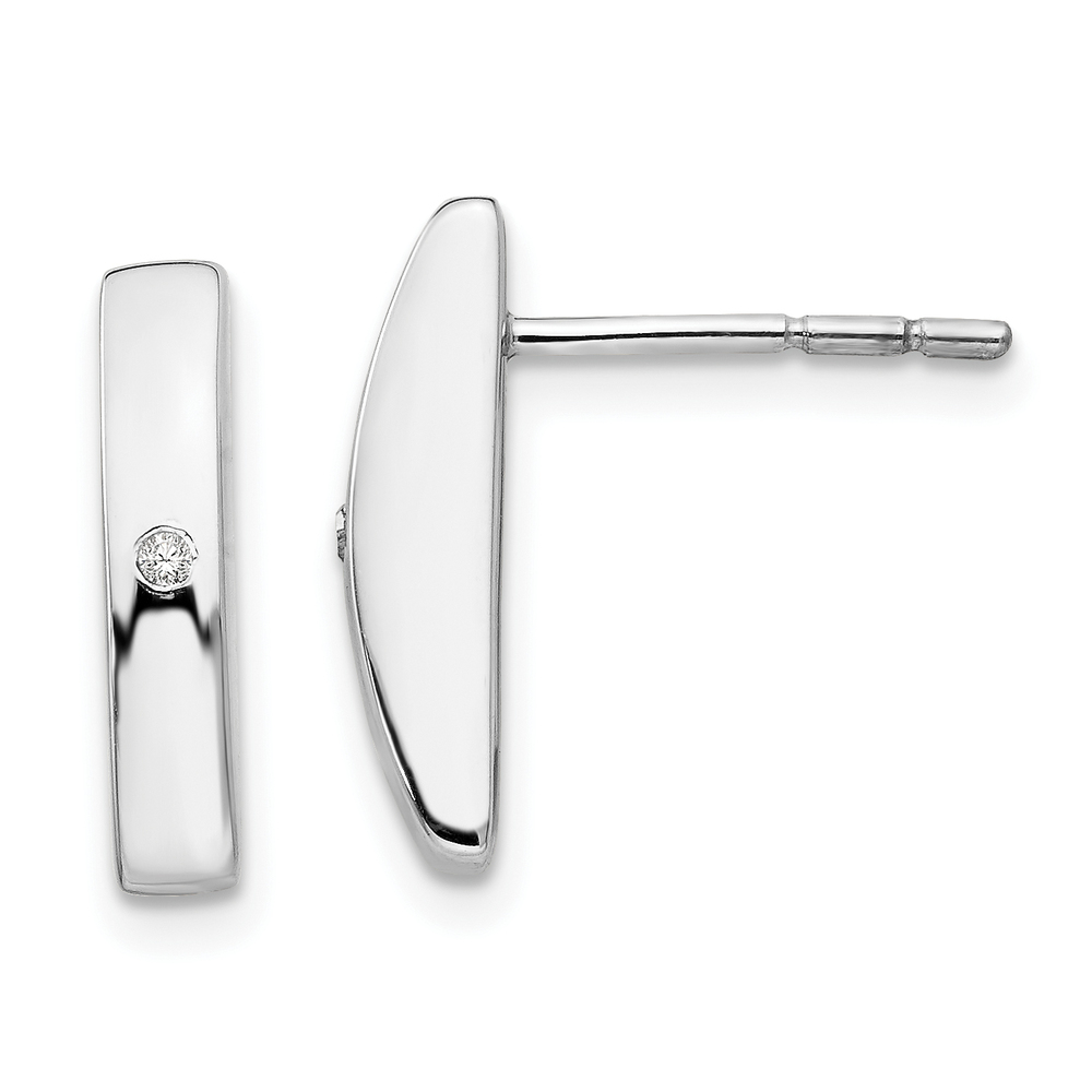 925 Sterling Silver Rhodium-plated Diamond Post Earrings